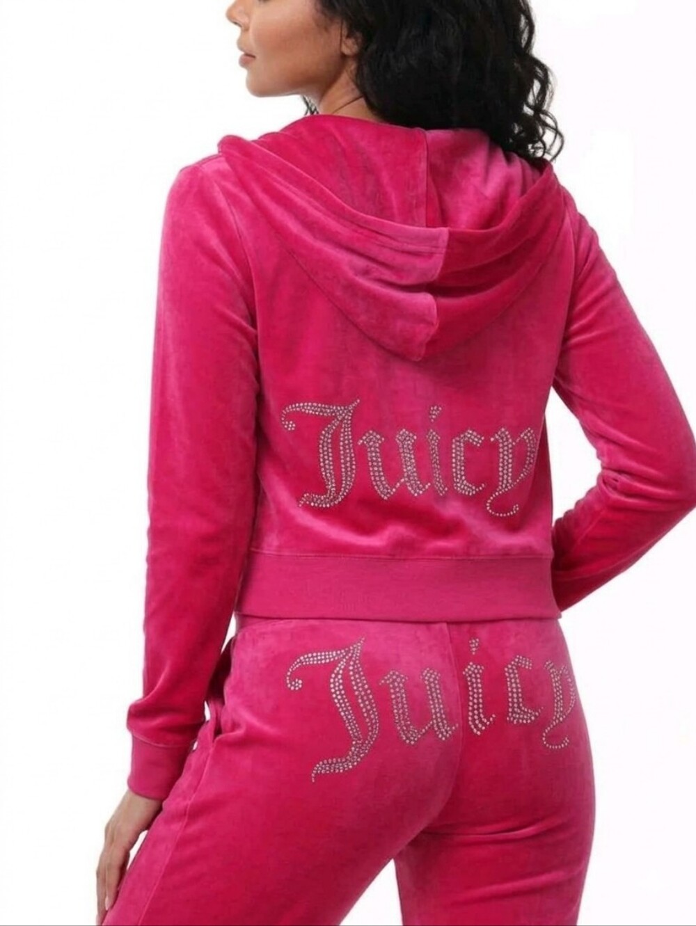 Juicy Couture Vixen Pink Velour Zip Hoodie & Jogger Pants XL